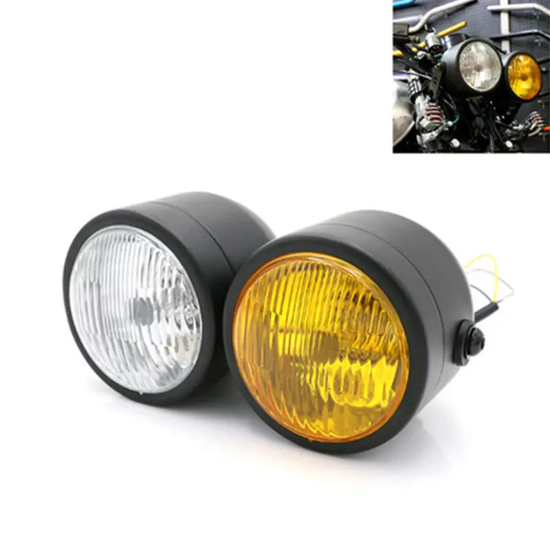 

Motorcycle Retro Double Headlight Head Lamp Dual HeadLamp r Cruiser Bobber Chopper Touring Dual Sport Bike