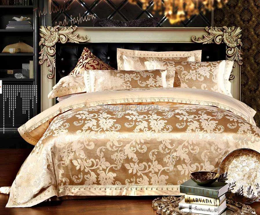 Free ship wholesale 4PCS Gold luxurious Floral Jacquard home textile