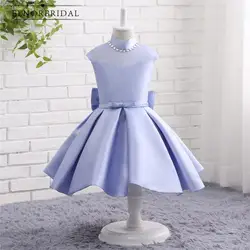 Vestido De Daminha Лаванда платья для девочек с цветочным узором дешевые 2019 высокое средства ухода за кожей Шеи кепки рукавом платье первого