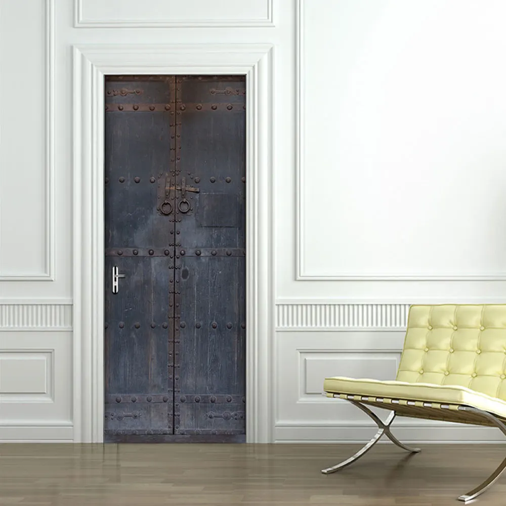 

2Pcs/Set Old Wood Door Art Decor Home Creative DIY 3D Door Stickers Pattern for Wall Room Home Door Decor Decoration Accessories