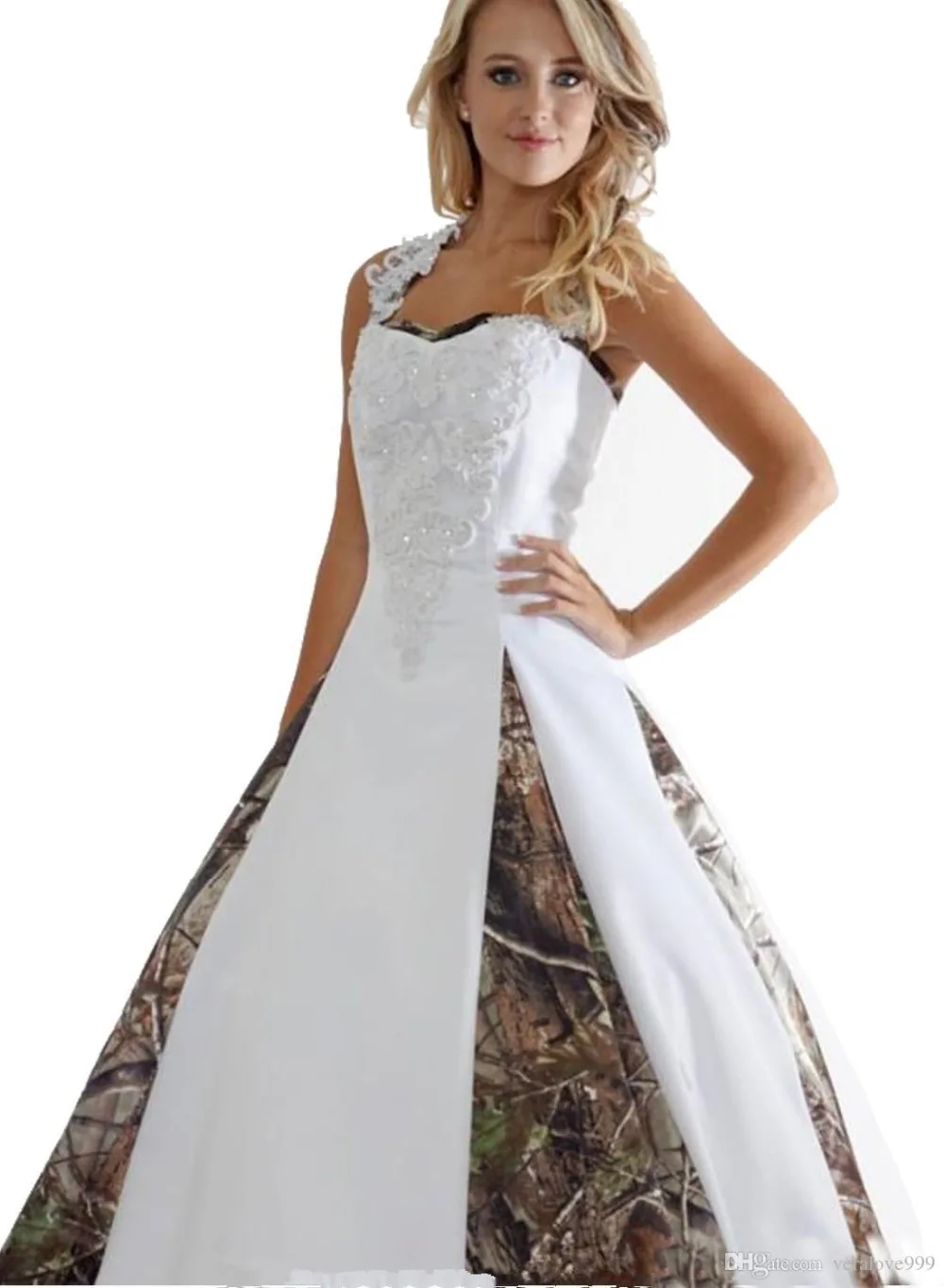 2019 New Camo Wedding Dresses With Appliques Ball Gown Long