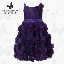 WL. MONSOON/платье для девочек детская одежда платье для девочек детское платье на бретельках фиолетовое плиссированное платье принцессы Детское платье