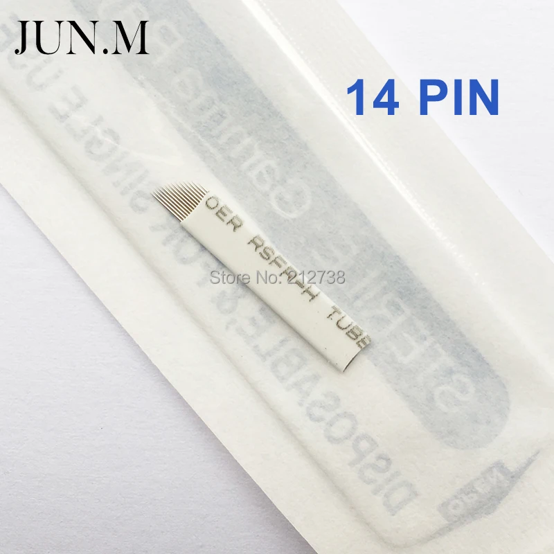 

10 PCS 14 Pins Needle Eyebrow Tattoo Blades For 3D Embroidery Manual Microblading Pen Permanent Makeup