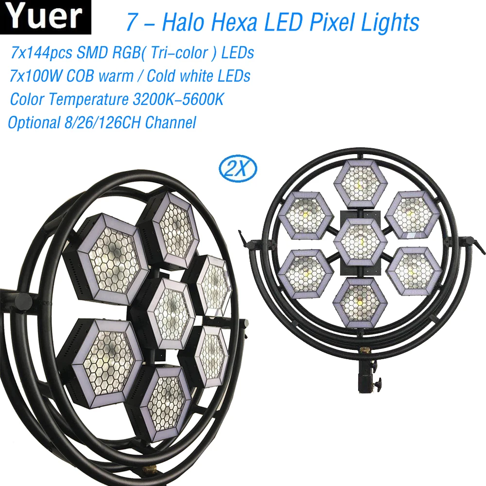 2Pcs/Lot High Power 7x144 Halo Hexa LED Pixel Light DJ Disco Party Music Stage Lights Professional  DJ Equipment Night light