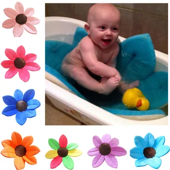 

Baby Bathtub Newborn Foldable Flower Blooming Bath Rug Baby Anti-slip Blooming Sink Bath for Toddler Bath Sunflower Cushion Mats