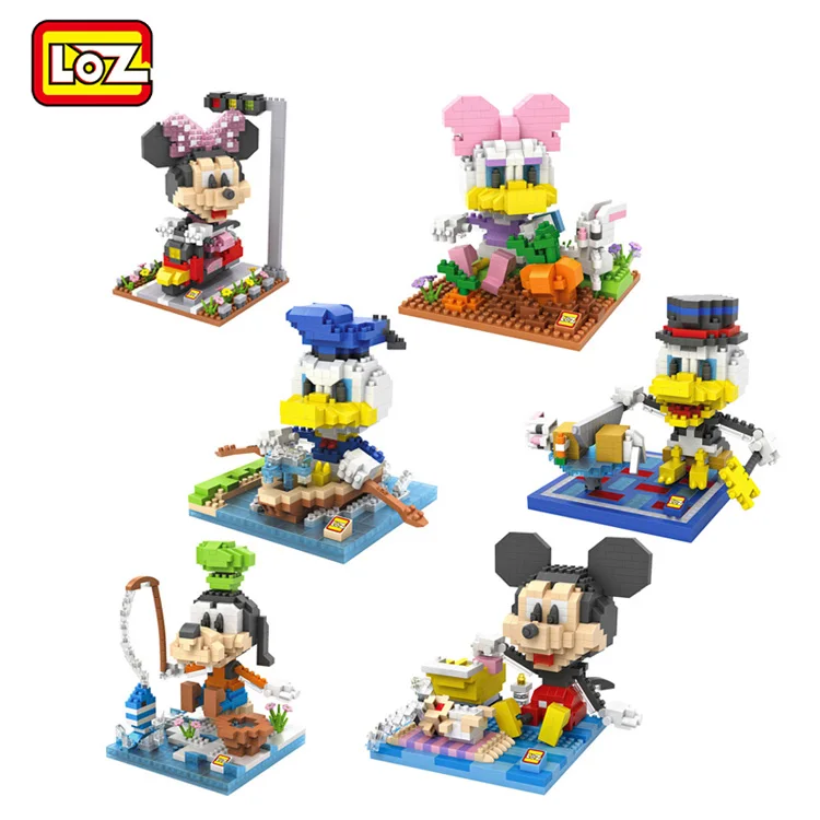 

LOZ Micky Family Nano blocks Diamond Models Building Blocks Minnie Donald Daisy Duck Goofy Action Figure Bricks Toys Not Legoe