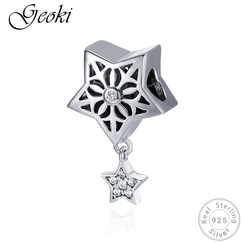 

Geoki 925 Sterling Silver White Micro Cubic Zirconia Star Snowflake Charms fit Original Pandora Bracelet Beads Jewelry Making