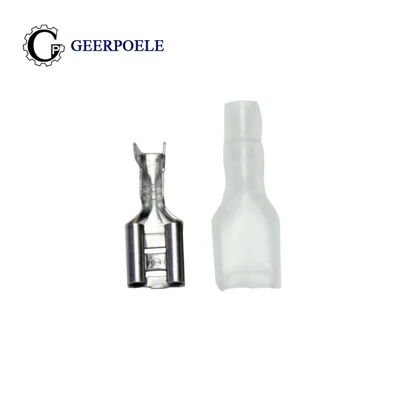 

50 pcs/lot 6.3 Plug-In Thickness 0.3 With Jacket Crimp Terminal Wiring Spring Cold Pressed Female Tin Plating