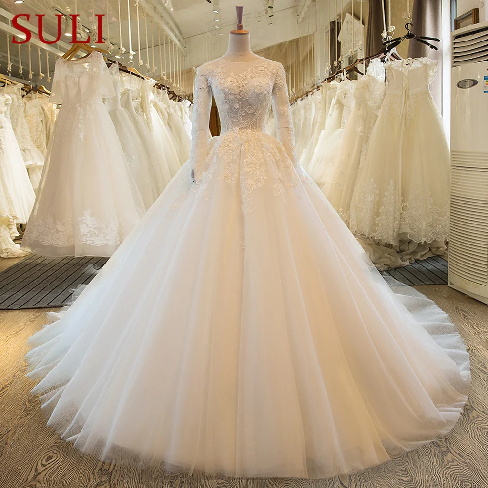 SL 71 Boho vestido de noiva Wedding Ball Gowns Long Sleeve Lace Wedding