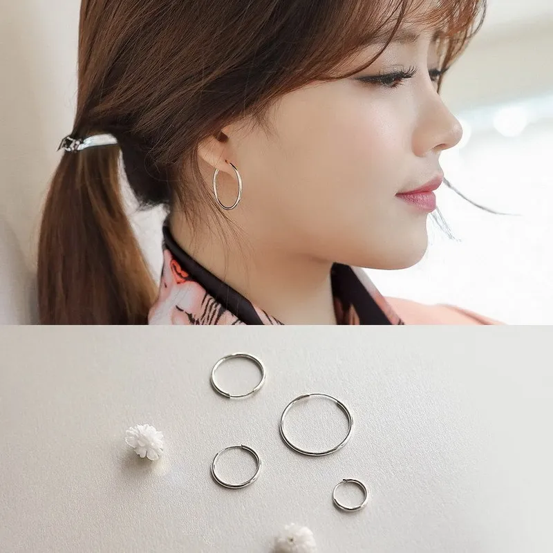 

Korean Fashion 925 Sterling Silver Circle Round Earrings For Women Girls Romantic Earrings Party Jewelry Pendientes Brincos
