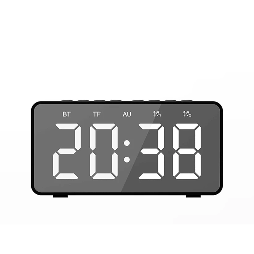 

Big numbers display electronic LED alarm clock with speaker Bedside double alarm snooze clock Portable mirror clock for travel