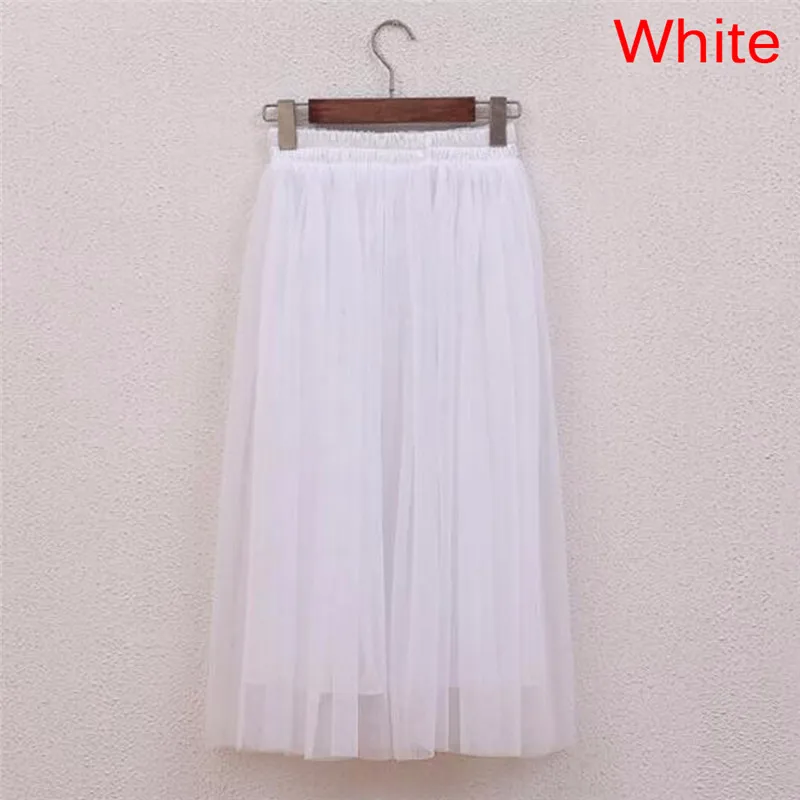 Elastic Waist Sun Fluffy Tutu Skirt Tulle Skirts Women Summer Casual High Waist Long Skirt Jupe Longue Femme