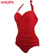 UMLIFE, женское бикини пуш-ап размера плюс, топы, Цельный купальник, купальный костюм, накидка, Ретро стиль, пляжная одежда, костюм, S-3XL