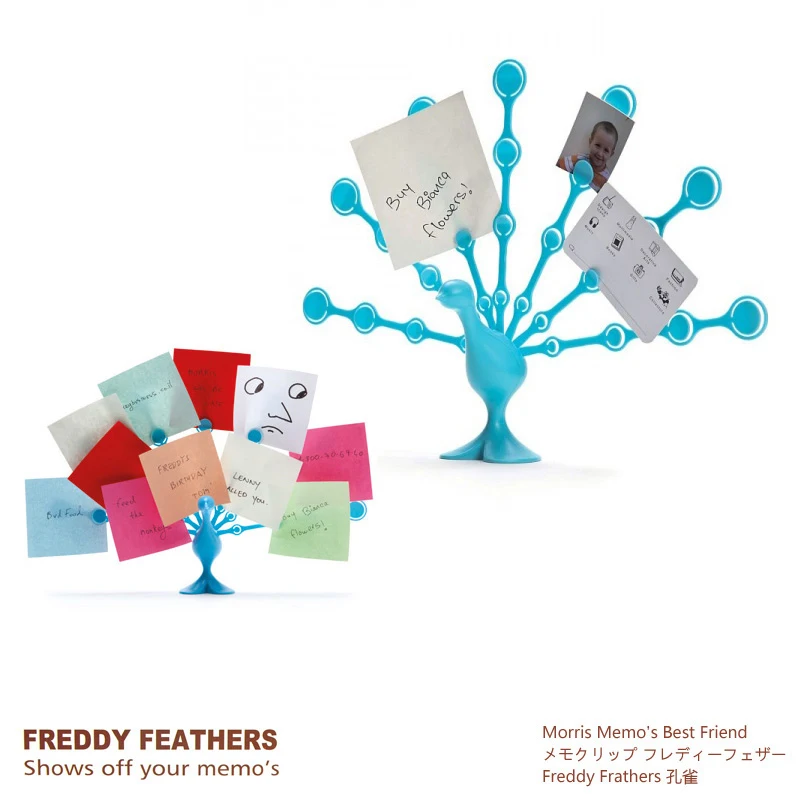 Feathers Peacock Style Memo Note Holder for Desktop Plastic Peacock