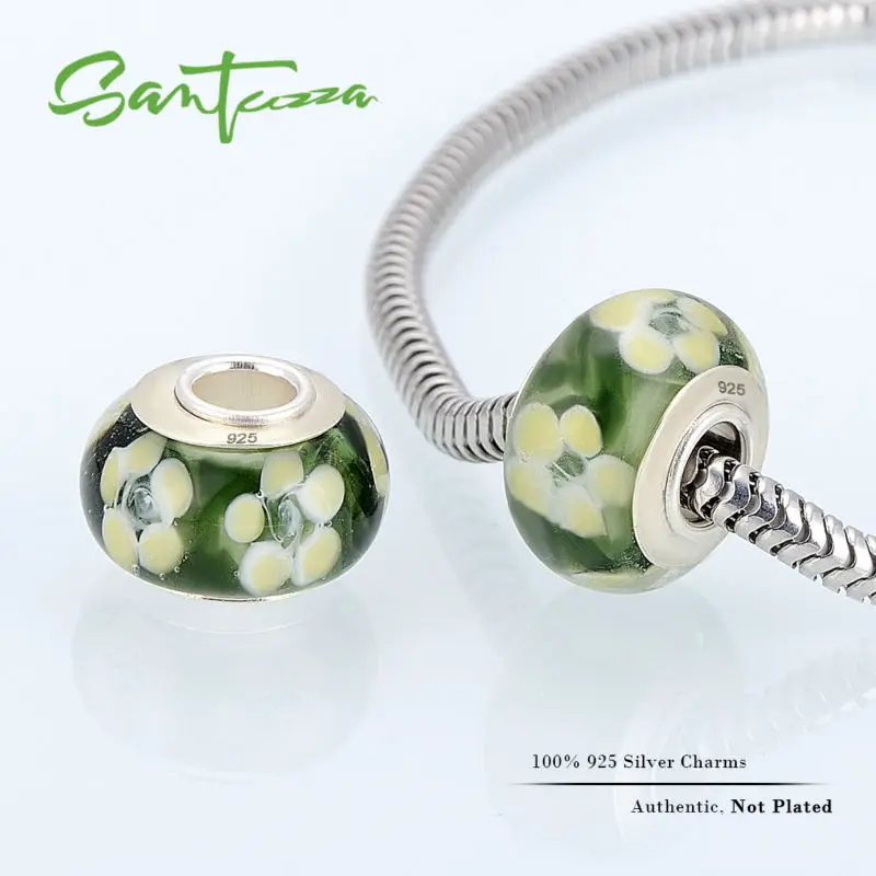 

Murano Glass Beads Charm Fit For Bracelet Bangle DIY Making 100% Authentic 925 Sterling Silver Women Jewelry Red Flower