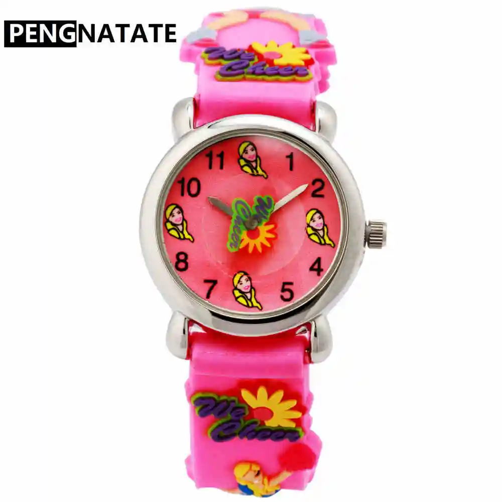 PENGNATATE Kids Watches Fashion Cartoon 3D Silicone Watchband Hand