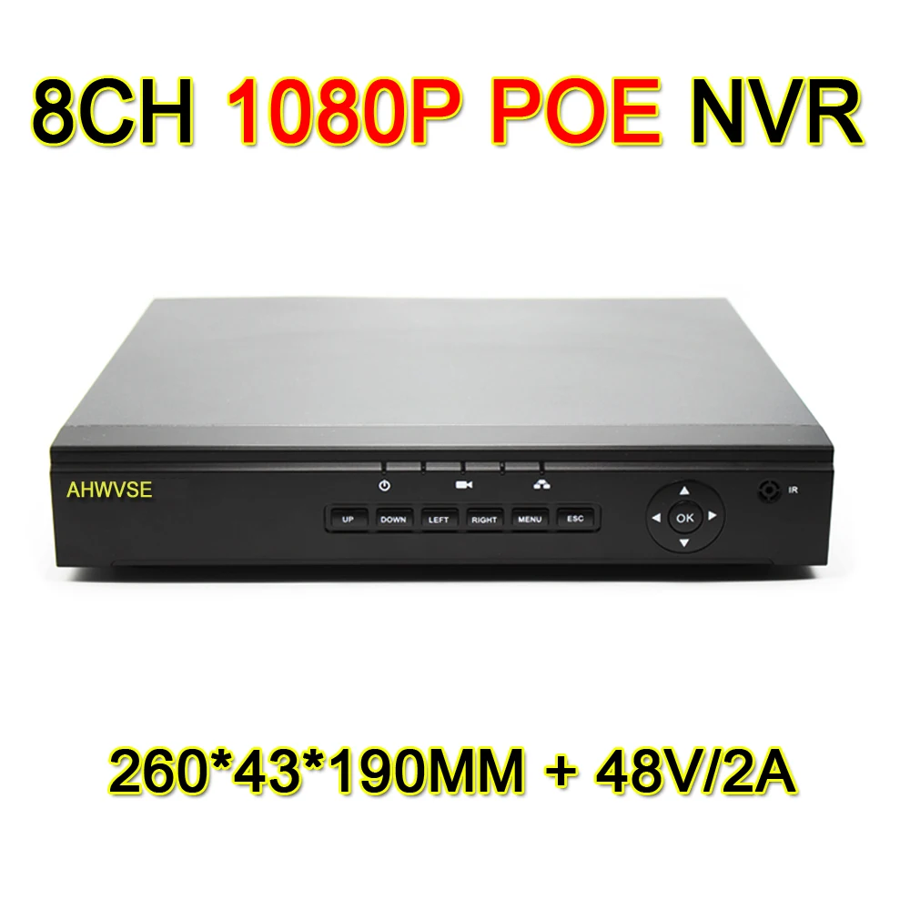 Ahwvse 48 В H.264 1080 P PoE NVR 4ch 8ch сети видео Регистраторы 8-канальный PoE NVR Бесплатная доставка