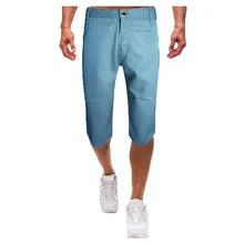 Летние модные привлекательные красивые мужские свободные повседневные брюки с несколькими карманами, синие брюки отлично подходят для вечерние W30426