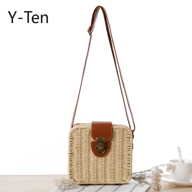 

Straw Bags Mini Woven Flap Sweet Pastoral Style Rattan Bag bolso mimbre Candy Color Shoulder Bag Hand Made Exquisiteness