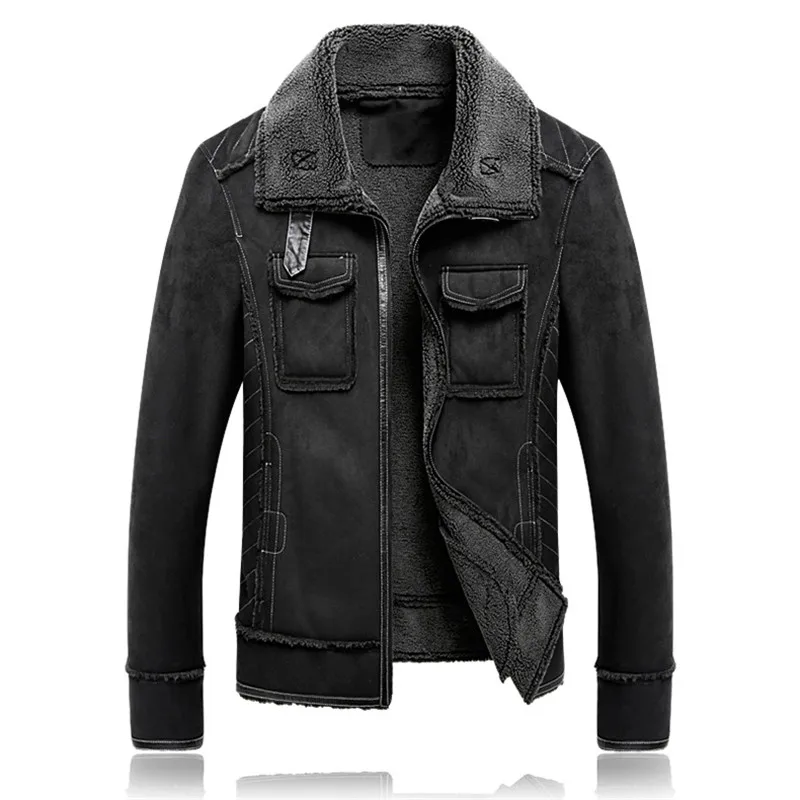 

Autumn and Winter New Outwear Men's Large Size Coat Fashion Street Style Large Size Warm Leather Jacket Tide Male