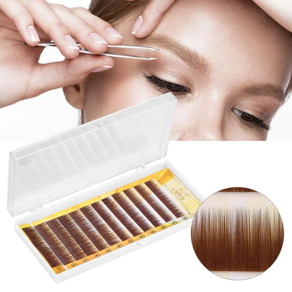 

12pcs/set new Imported Fiber Mixed False Eyebrow Extension perfectly curved Dark Brown Fake Eyebrow Enhancer False Eyelash tools