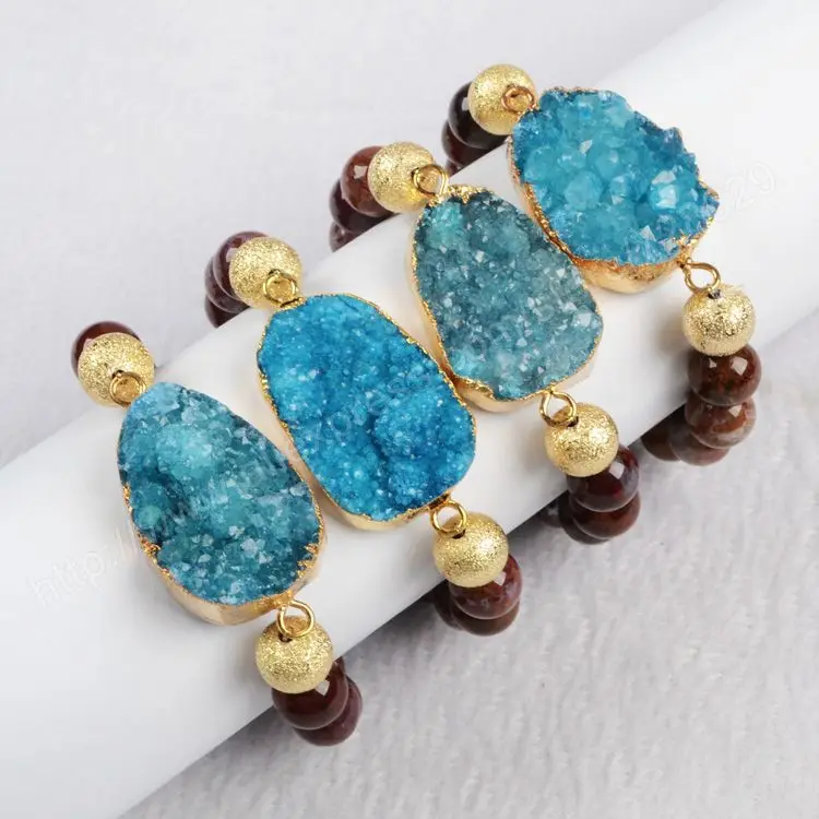 

BOROSA FREE SHIPPING 5Pcs/lot Fashion Style 2015 New Arrival Natural Druzy Stone Bracelet Bangle G295