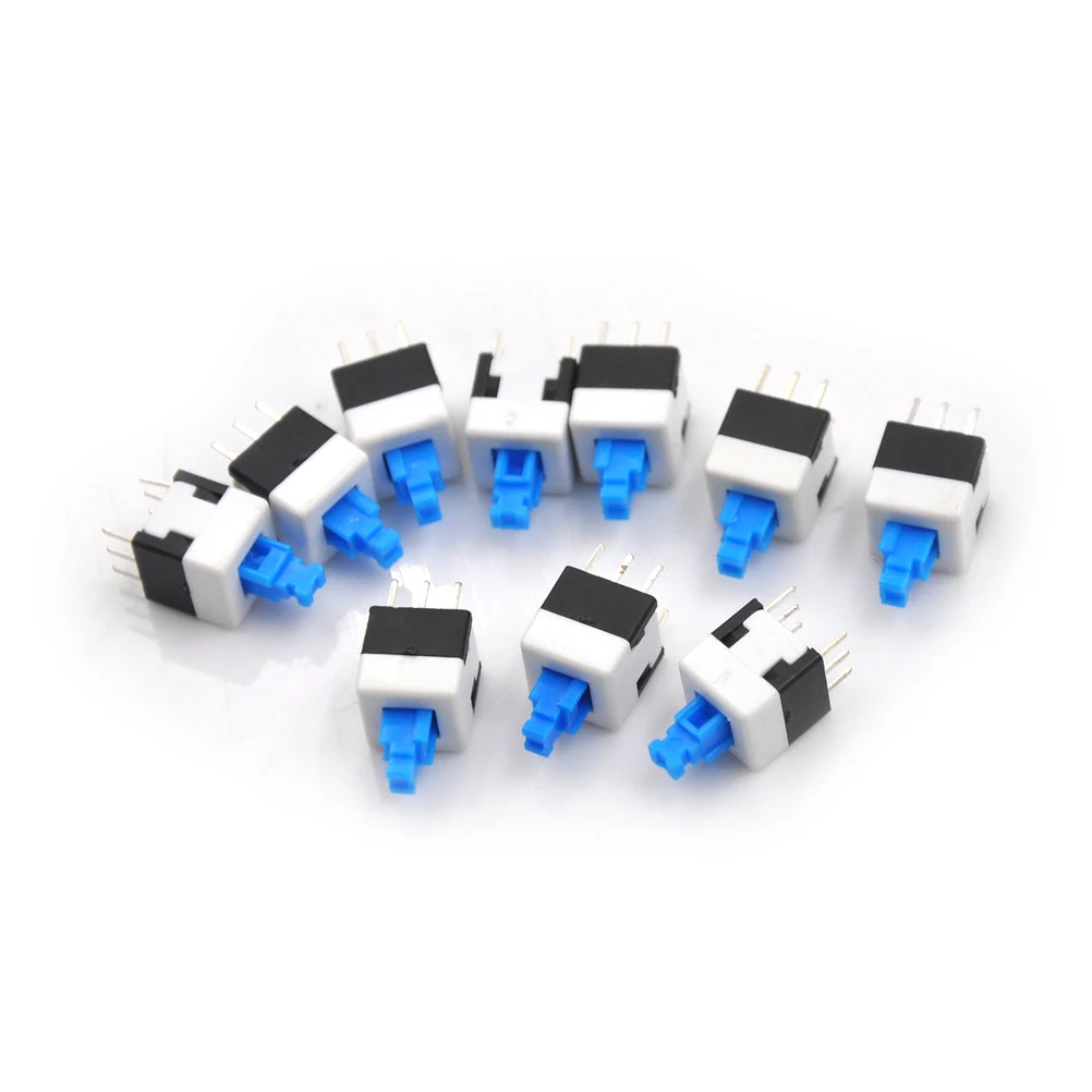 10 шт. высококачественный 8x8 6 Pin DPDT мини-кнопочный самоблокирующийся