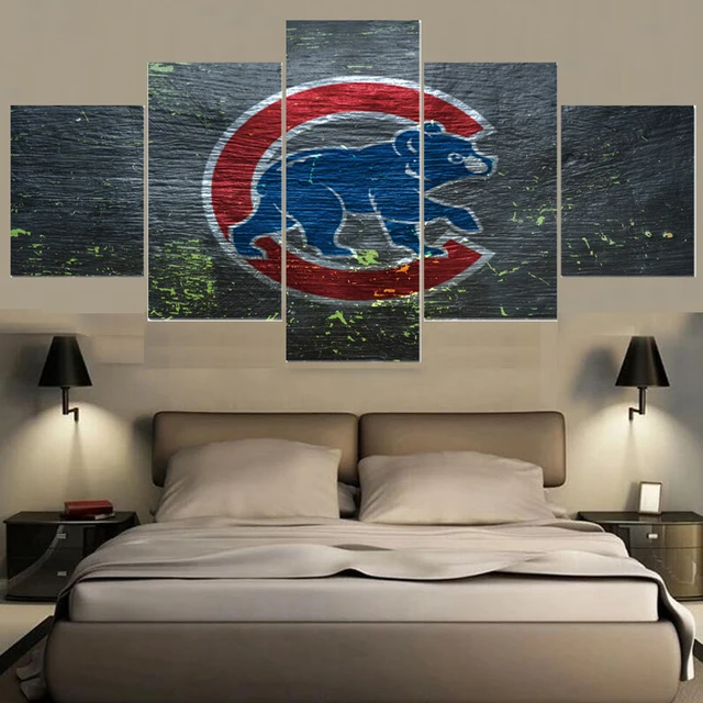 Sport Ball Team Logo Chicago Cubs Paintings Wall Art Home Decor