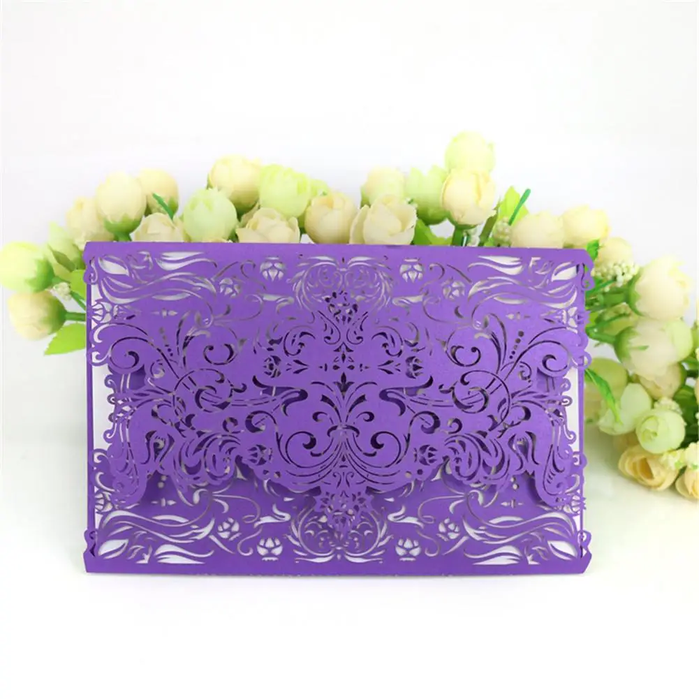  AUGKUN 10 PCS Hollow Carved Wedding Invitation Card Without Base Card - 33058009865