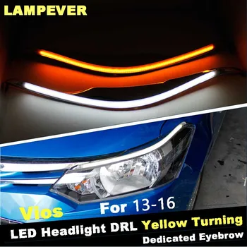 

Lampever Car Headlight LED Eyebrow Daytime Running Light DRL With Yellow Turn Signal Light For Toyota Vios 2013-2016 9600Lm
