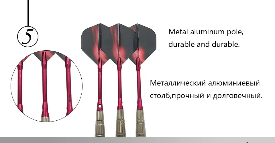 Easytoday 3Pcsset Standard Steel Tip Darts Set Professional Hard Tip Darts Metal Barrel Red Aluminum Darts Shafts Aurora Flight (5)