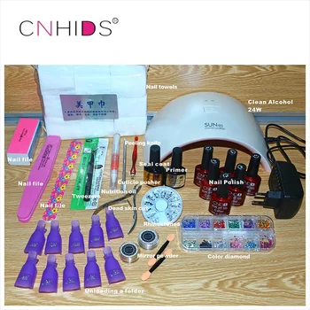 

CNHIDS 24W Professional 9C UV LED Lamp 6 Colors 10ml Soaking Gel Nail Polish Base Topcoat Other Nail Tools Nail Polish Set