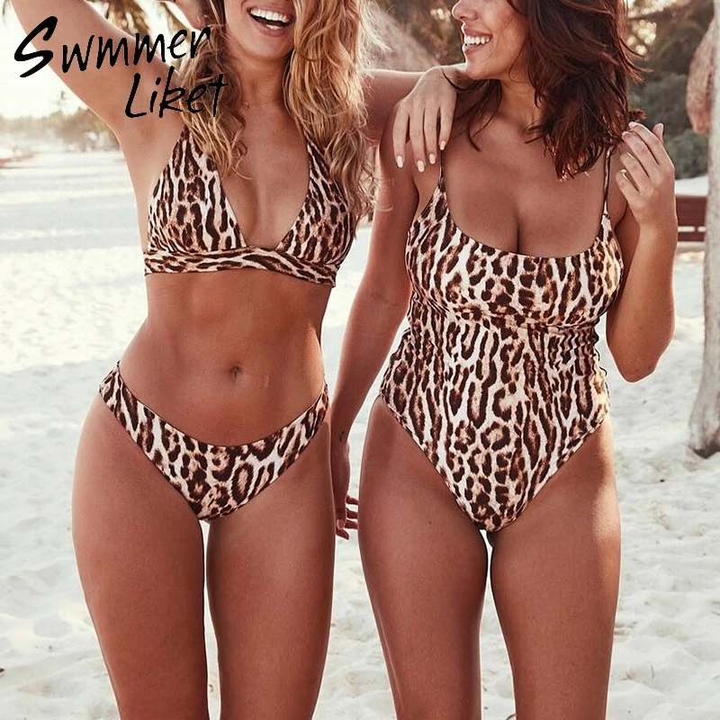 Brazilian bikinis 2019 mujer bathing suit Leopard one piece swimsuit female Push up swimwear Sexy bodysuit bathers monokini XL