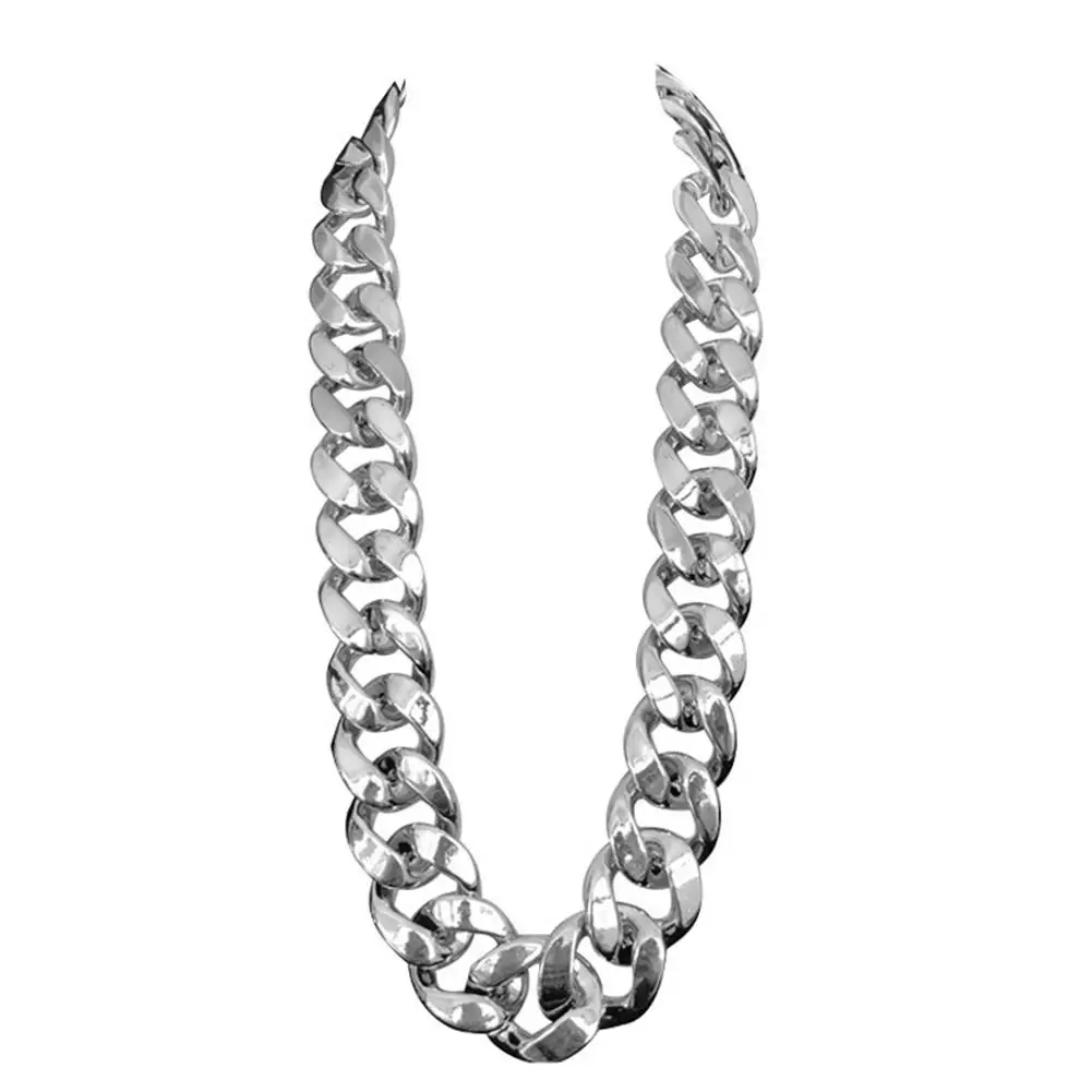 XIUFEN мужские преувеличенные персональные хип-хоп пластиковые цепочки на шею имитация золотого ожерелья украшения - Окраска металла: Silver 70CM