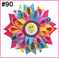 free shipping 2019 newest 24pcs 4.5'' bottle cap loopy hair bows Flower hair bow emoji hair clips cute animal Girls hair clip
