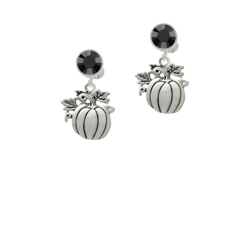 Large Antiqued Pumpkin Crystal Clip On Earrings (2)