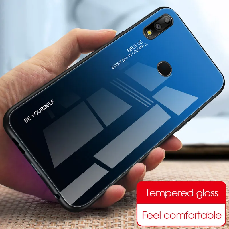 

Phone Case For ASUS Zenfone Max Pro M1 M2 ZB633KL ZB631KL ZB601KL ZB602K Gradient Tempered Glass Cover Luxury Smooth Fundas