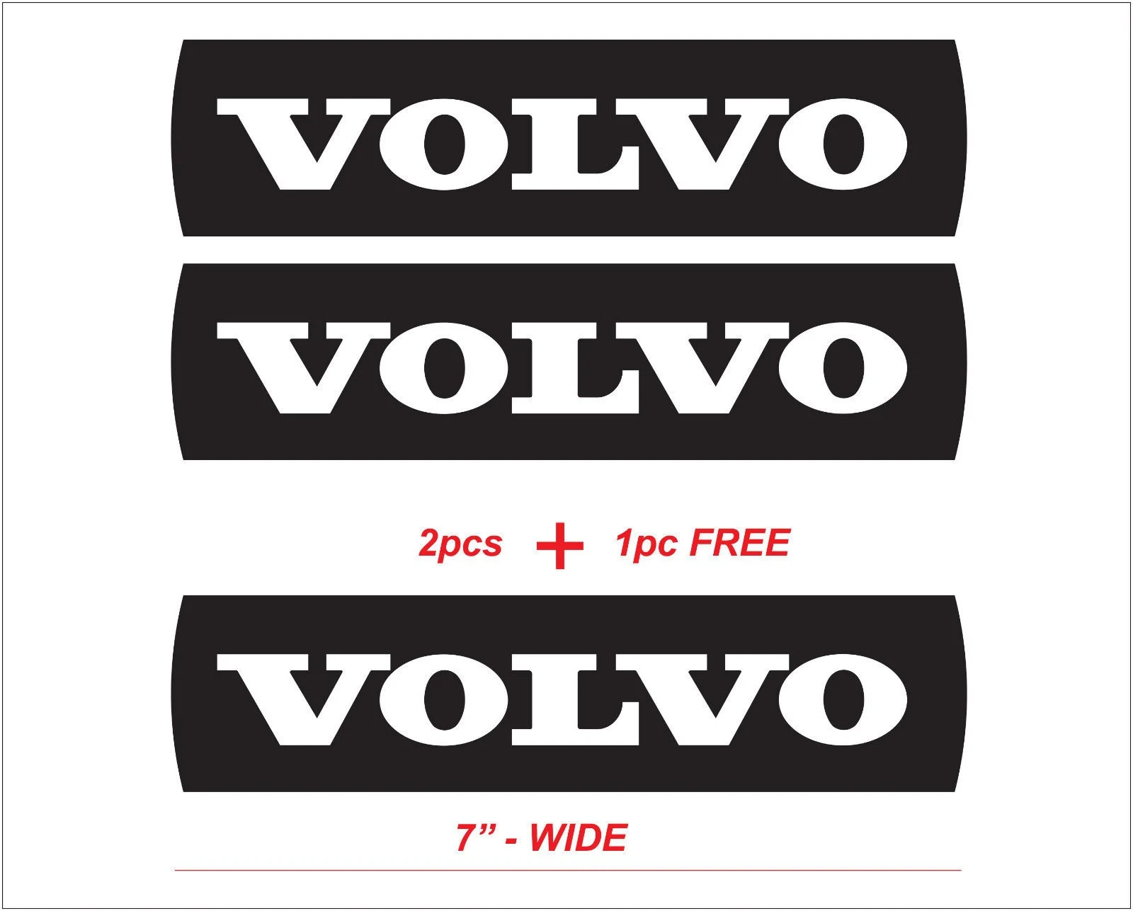 For 2pcs +1FREE 7" wide VOLVO Vinyl Sticker Decal Graphic for SEMI