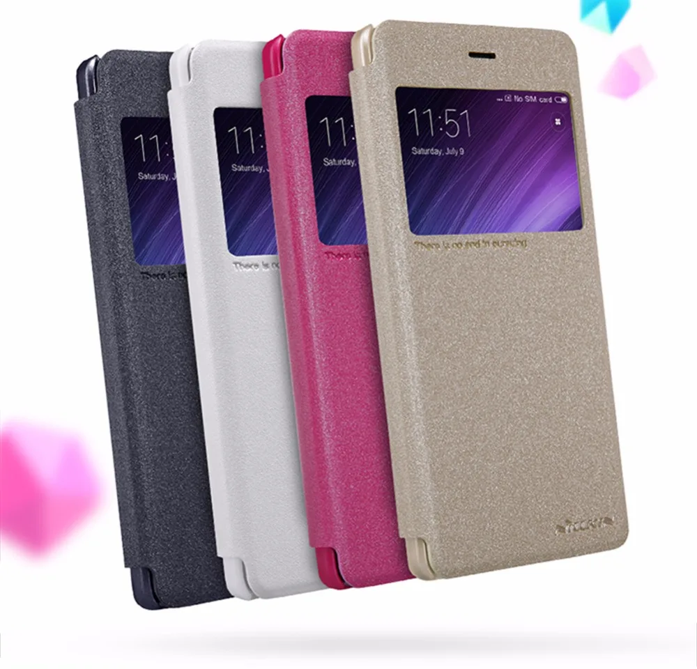 redmi 4 pro case 5.0 inch NILLKIN flip cover PU leather with view window for xiaomi redmi 4 pro prime case cover free shipping