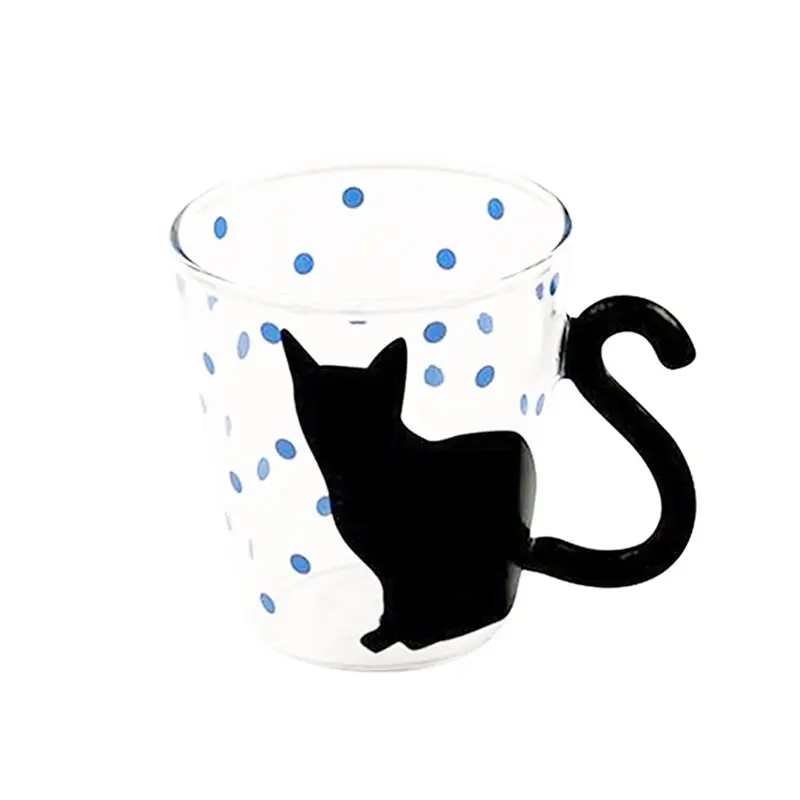 Мультфильм милый кот стекло креативный кофе чайный стакан влюбленных чашки кошка ручка в виде хвоста молоко кружка пиво чашка домашняя офисная кружка подарки - Цвет: 1