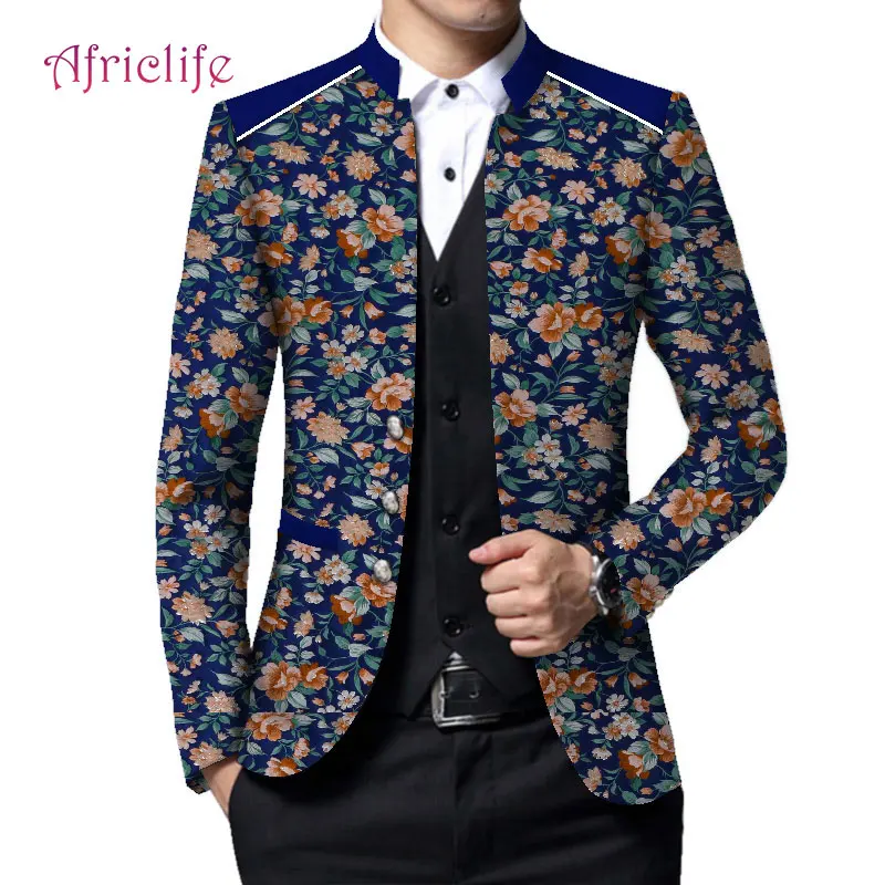 Африканские мужские пиджаки, мужские, Анкара, принт, на заказ, джентльменский костюм, пиджак для свадьбы/вечерние, уникальный дизайн, Дашики, одежда WYN633