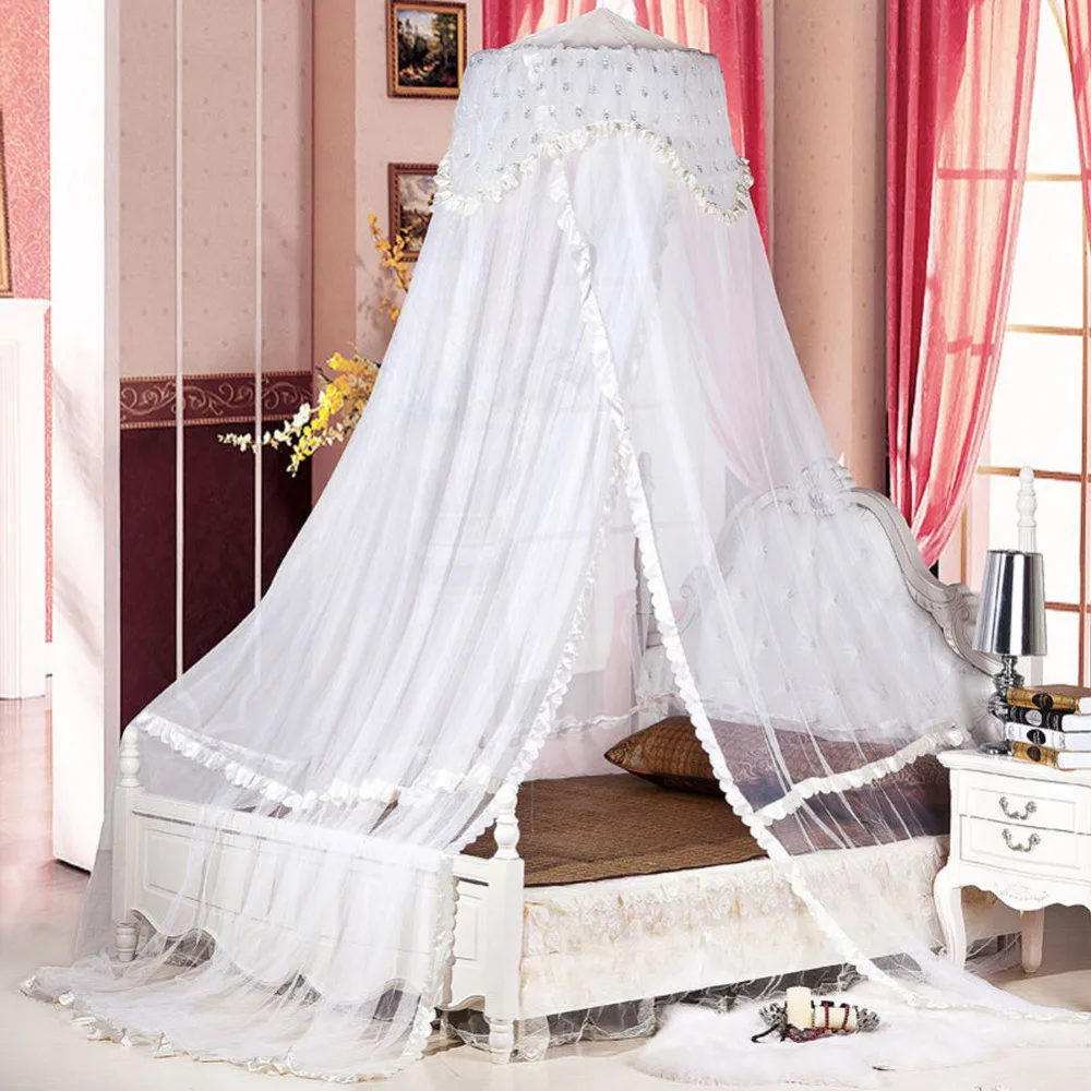 NEW ANTIQUE STYLE HANGING MOSQUITO NET FLORAL BED CANOPY FLY INSECT PROTECTION