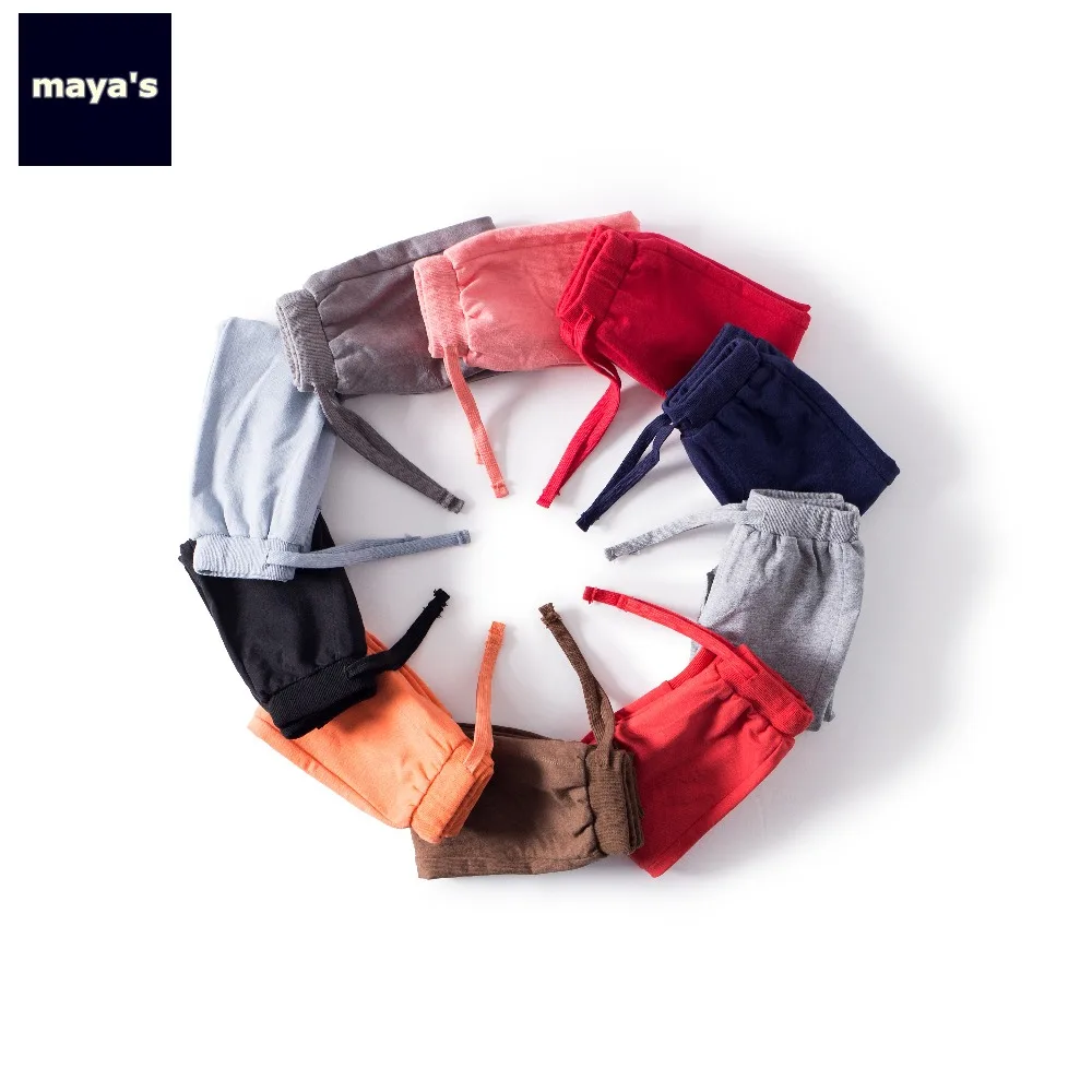 Mayas/Новые модные однотонные прямые детские штаны хлопковые мягкие дышащие с