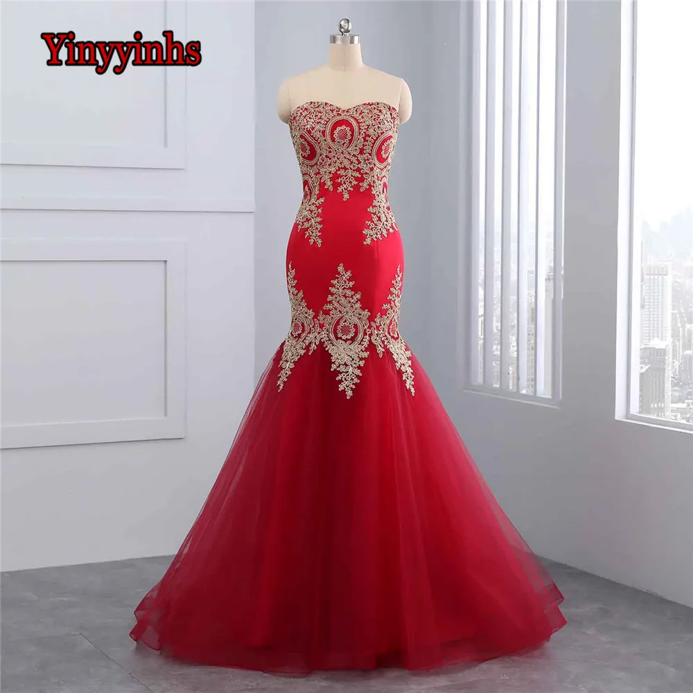 

Yinyyinhs High Quality Elegant Formal Dress Women Elegant Embroidery Mermaid Dress Vestidos De Festa Longo Evening Gown GG64