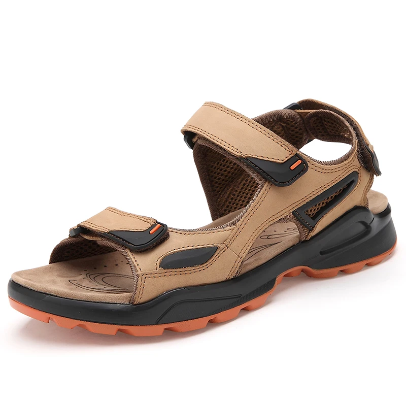 ROXDIA/Новые Модные дышащие мужские сандалии; летние мужские сандалии из натуральной кожи; пляжная повседневная мужская обувь; большие размеры 39-46; RXM008