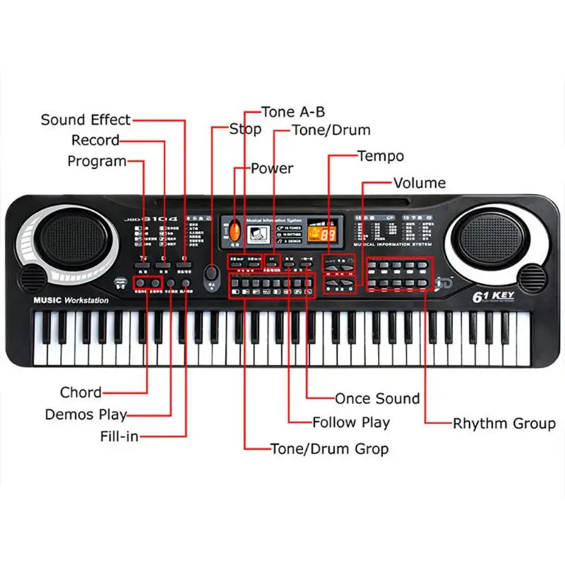 Teclado de Piano Eletrônico com Microfone Brinquedos de Música Teclas Brinquedos Crianças Early Learningtoy Instrumento Musical Órgão Educacional 61 7 61 teclas teclado de piano eletrônico com