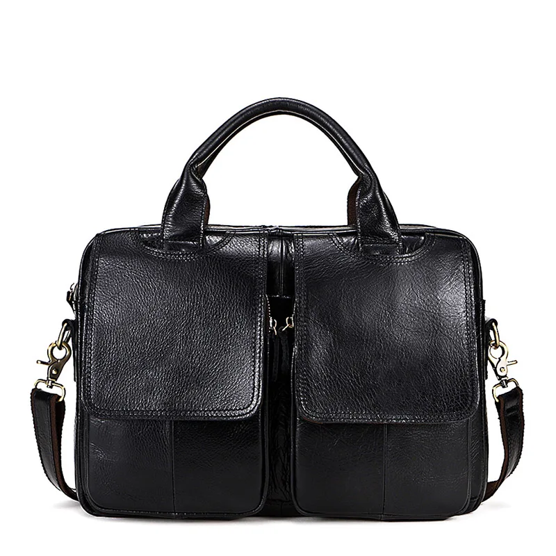 Westal сумка через плечо, деловая, женская, мужская сумка, портфель из натуральной кожи, сумочка для документов, мужской женский ноутбук - Цвет: Черный