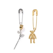 

2018 NEW Special Romantic Enamel Rose and bear Drop Earrings Romantic Flower Ear Pin Handmade Wedding Jewelry Gifts for Women