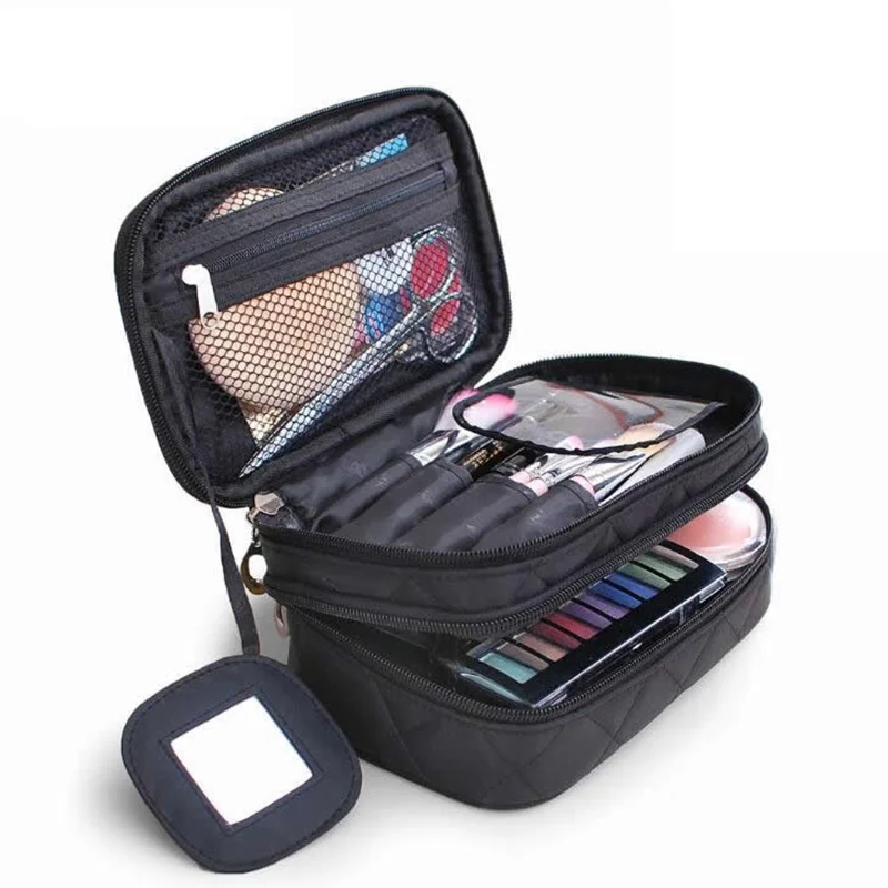 

Double Layer Zipper Cosmetic Bag Women Functional Travel Big Capacity Makeup Case Make Up Bags Organizer Storage Pouch Toiletry