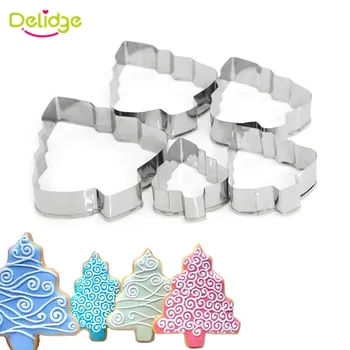 

Delidge 5pcs/set Stainless Steel Christmas Tree Cookie Cutter 3D Cake Biscuit Baking Mould Fondant Decorating Tools Dropshipping